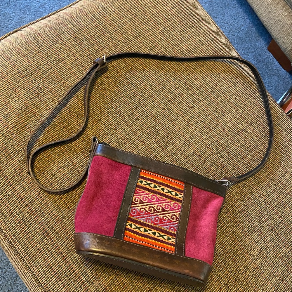 Suede Magenta and Brown Bag